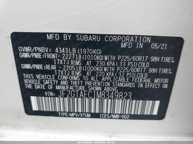 Subaru Crosstrek Premium 2021 JF2GTAEC1M8349823 Image 9