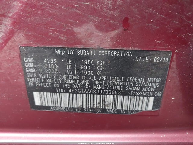 Subaru Impreza 2.0i 2018 4S3GTAA68J3733668 Image 9