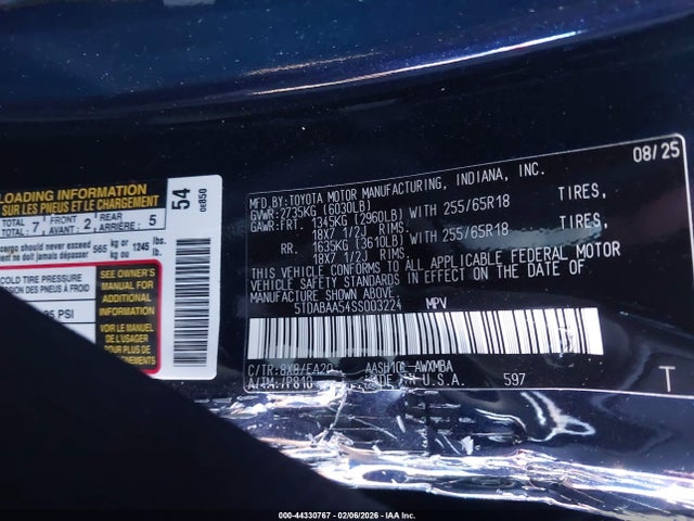 5TDABAA54SS003224 Toyota Grand Highlander Hybrid Xle