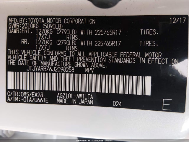 Aukcja sprzedaży 2018 Lexus Nx 300, vin: JTJYARBZ6J2098258, numer aukcji: 44330781