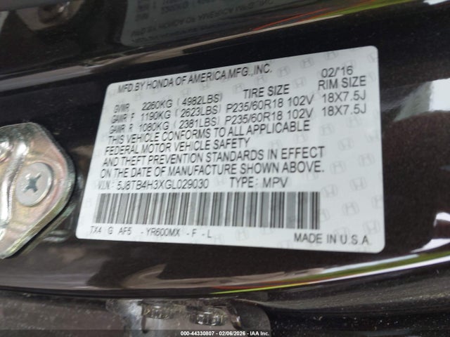 5J8TB4H3XGL029030 Acura Rdx Acurawatch Plus Package