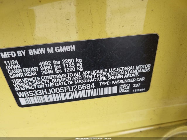 WBS33HJ00SFU26684 BMW M3 Competition Xdrive