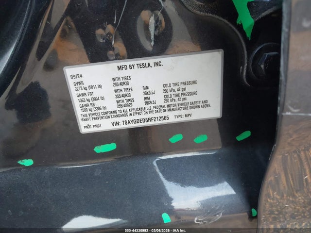 7SAYGDED6RF212565 Tesla Model Y Long Range Single Motor Rear-wheel Drive/rwd