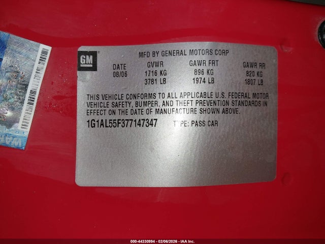 2007 CHEVROLET COBALT 1G1AL55F377147347 Photo 8