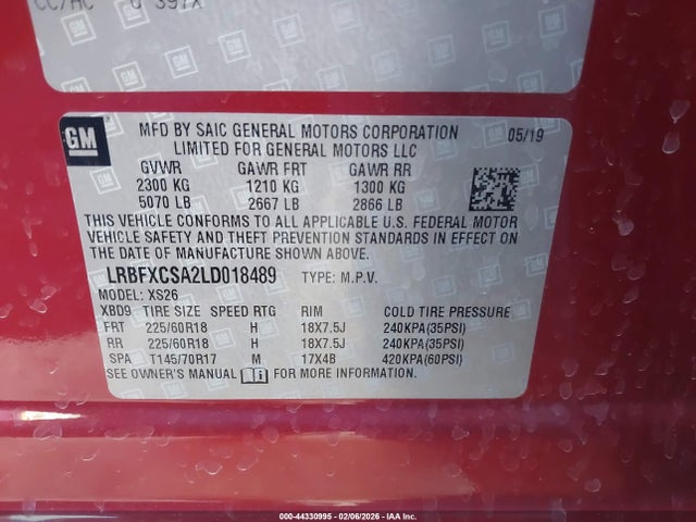 Продажа на аукционе авто 2020 Buick Envision Fwd Essence, vin: LRBFXCSA2LD018489, номер лота: 44330995
