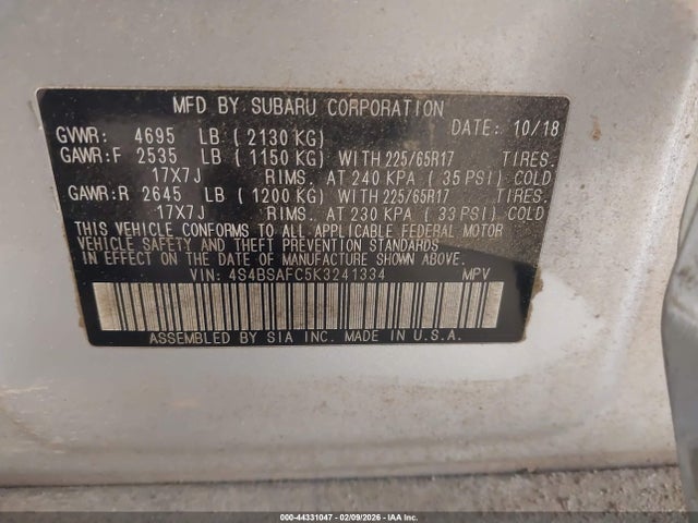 2019 SUBARU OUTBACK 4S4BSAFC5K3241334 Photo 8