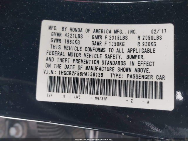 1HGCR2F56HA158139 Honda Accord Sport