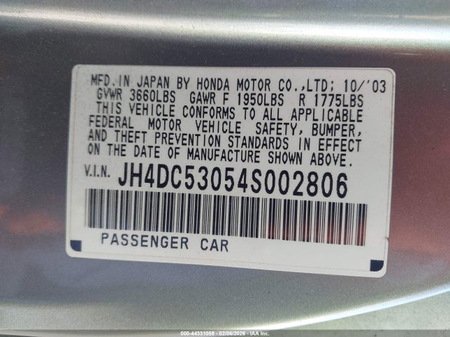 2004 ACURA RSX JH4DC53054S002806 Photo 8