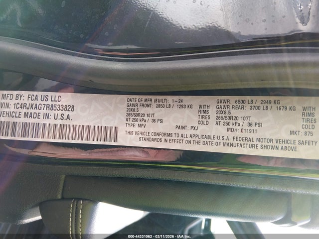 Aukcja sprzedaży 2024 Jeep Grand Cherokee L Altitude X 4x4, vin: 1C4RJKAG7R8533828, numer aukcji: 44331062