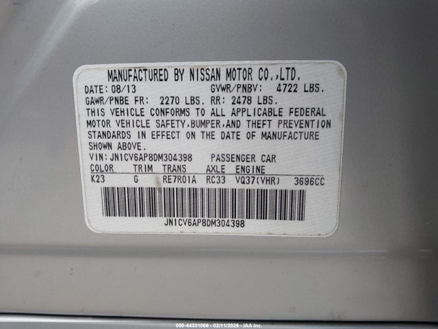 2013 INFINITI G37 JN1CV6AP8DM304398 Photo 8