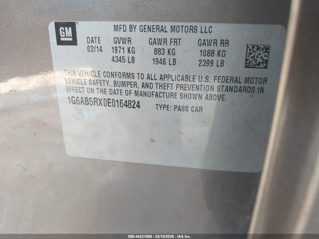 Продаж на аукціоні авто 2014 Cadillac Ats Luxury, vin: 1G6AB5RX0E0164824, номер лоту: 44331069