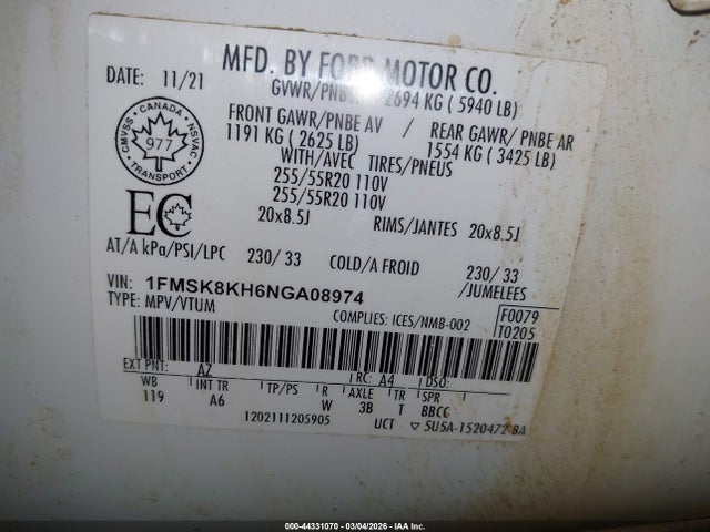 Ford Explorer St-line 2022 1FMSK8KH6NGA08974 Image 9
