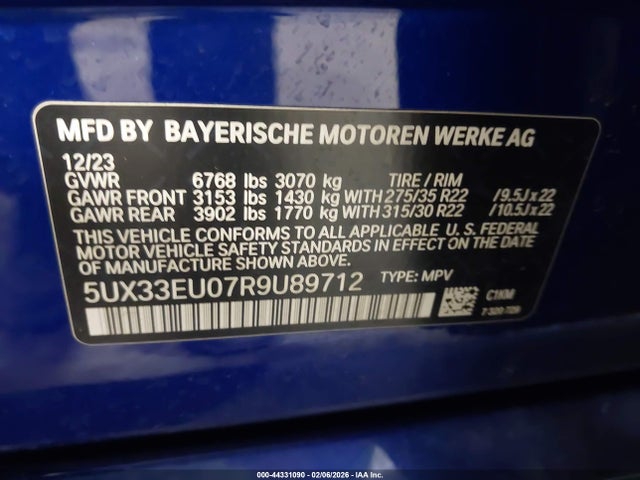 BMW X5 M60i 2024 5UX33EU07R9U89712 Image 9