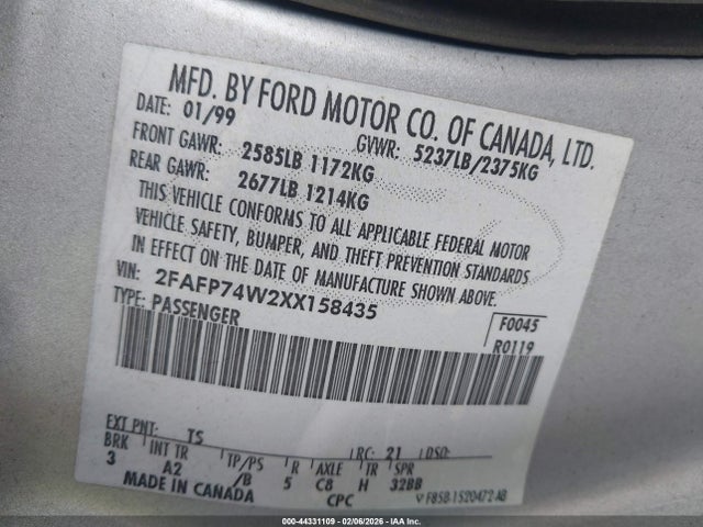 1999 FORD CROWN VICTORIA 2FAFP74W2XX158435 Photo 8