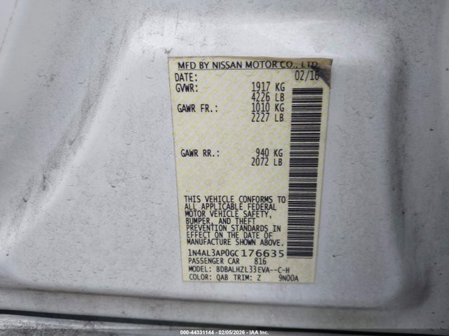 1N4AL3AP0GC176635 Nissan Altima 2.5 Sr