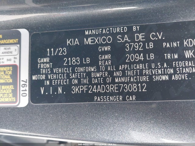 3KPF24AD3RE730812 KIA Forte Lxs