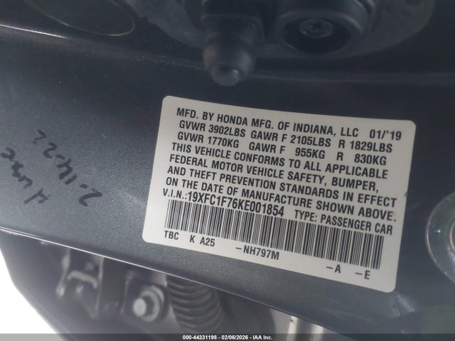 19XFC1F76KE001854 Honda Civic Ex-l