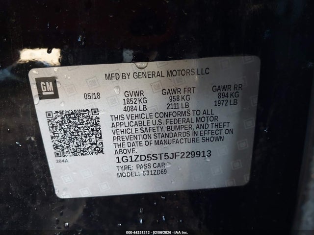 1G1ZD5ST5JF229913 Chevrolet MALIBU LT