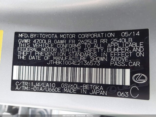 JTHBK1GG4E2136573 Lexus ES 350
