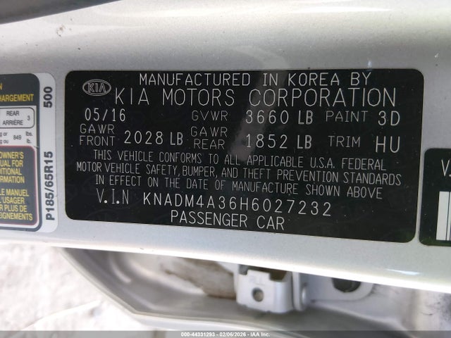 KIA RIO LX 2017 KNADM4A36H6027232 Image 9