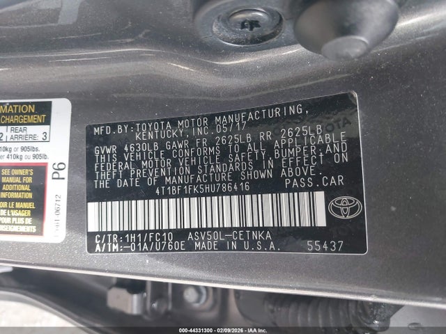 4T1BF1FK5HU786416 Toyota CAMRY LE