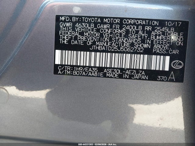 Aukcja sprzedaży 2018 Lexus Is 300, vin: JTHBA1D25J5062732, numer aukcji: 44331303