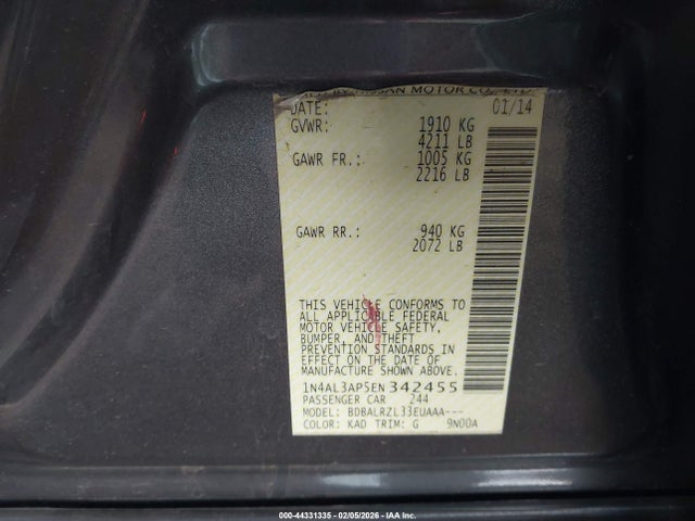 1N4AL3AP5EN342455 Nissan Altima 2.5 S