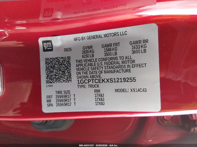1GCPTCEKXS1219255 Chevrolet Colorado 4wd Lt