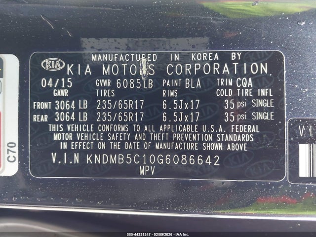 KNDMB5C10G6086642 KIA SEDONA LX