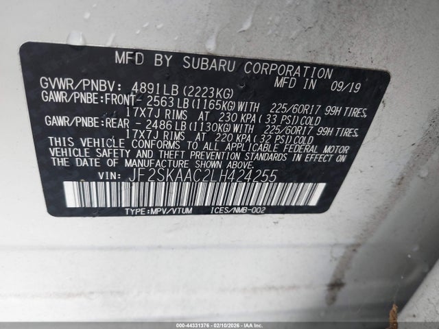Subaru Forester 2020 JF2SKAAC2LH424255 Image 9