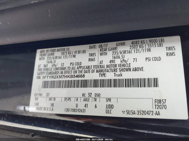 Ford Transit-250 2017 1FTYR2XM7HKB54668 Image 9