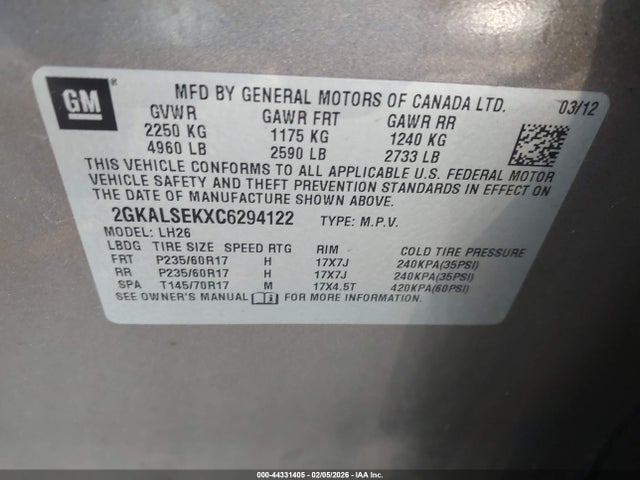 2012 GMC TERRAIN 2GKALSEKXC6294122 Photo 8