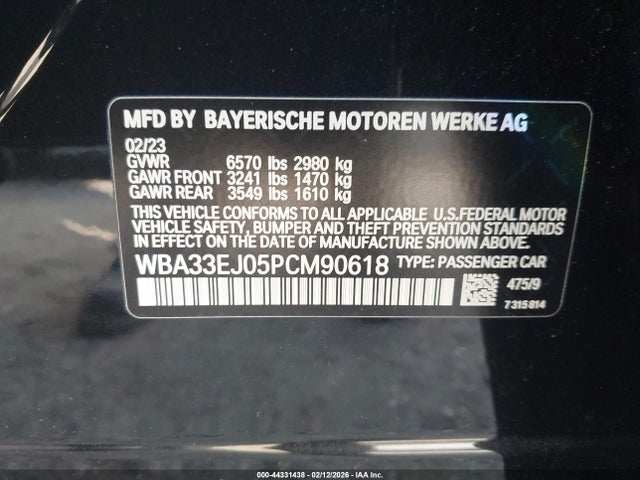 Aukcja sprzedaży 2023 Bmw 760 I Xdrive, vin: WBA33EJ05PCM90618, numer aukcji: 44331438