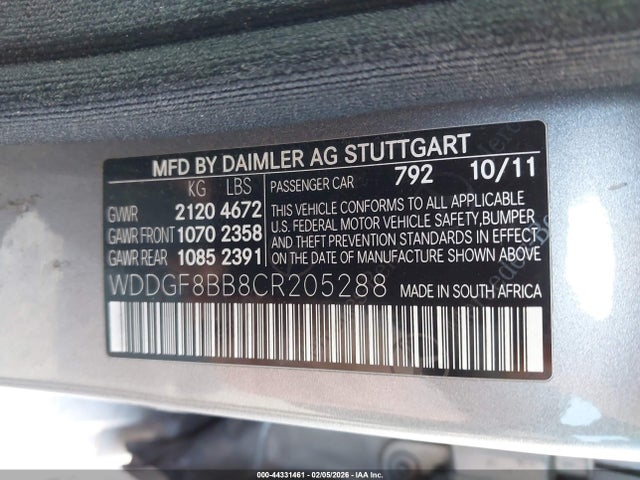 2012 MERCEDES-BENZ C 300 WDDGF8BB8CR205288 Photo 8