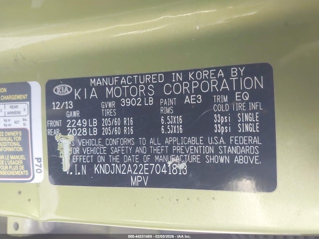 2014 KIA SOUL KNDJN2A22E7041813 Photo 8