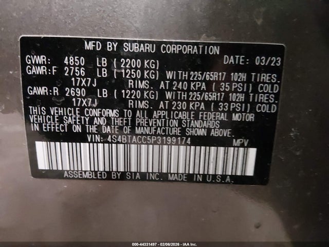 2023 SUBARU OUTBACK 4S4BTACC5P3199174 Photo 8