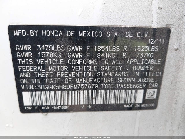 3HGGK5H80FM757679 Honda Fit Ex/ex-l