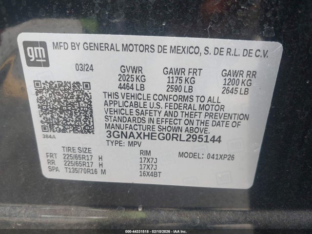 3GNAXHEG0RL295144 Chevrolet Equinox Fwd Ls