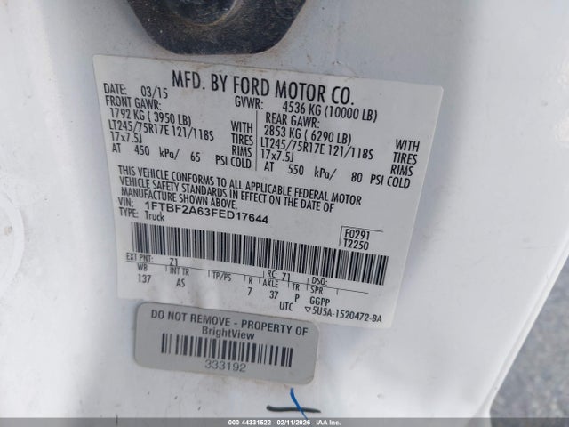 Ford F-250 Xl 2015 1FTBF2A63FED17644 Image 9