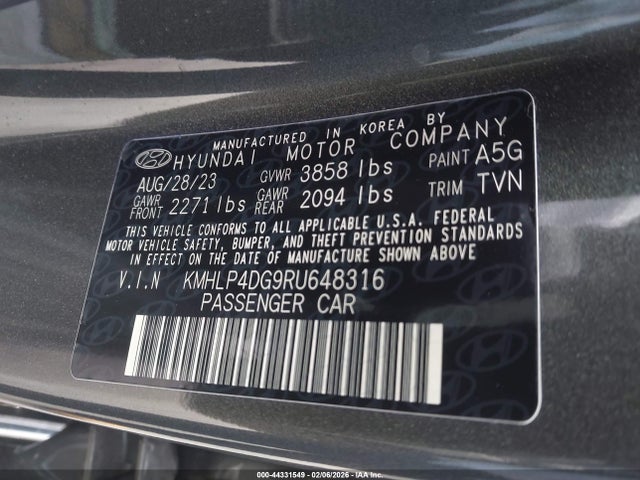 KMHLP4DG9RU648316 Hyundai Elantra Limited