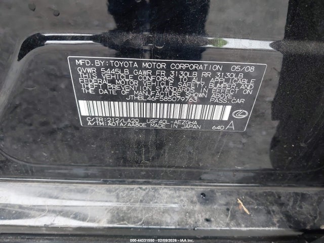 2008 LEXUS LS 460 JTHBL46F585079763 Photo 8