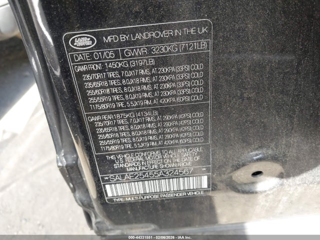 2005 LAND ROVER LR3 SALAE25455A324567 Photo 8
