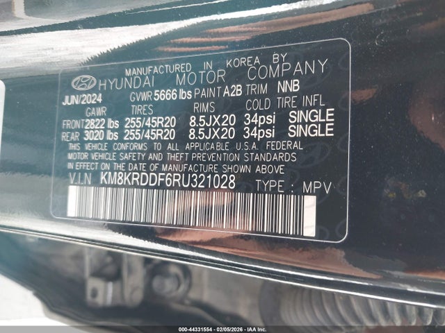Aukcja sprzedaży 2024 Hyundai Ioniq 5 Limited, vin: KM8KRDDF6RU321028, numer aukcji: 44331554