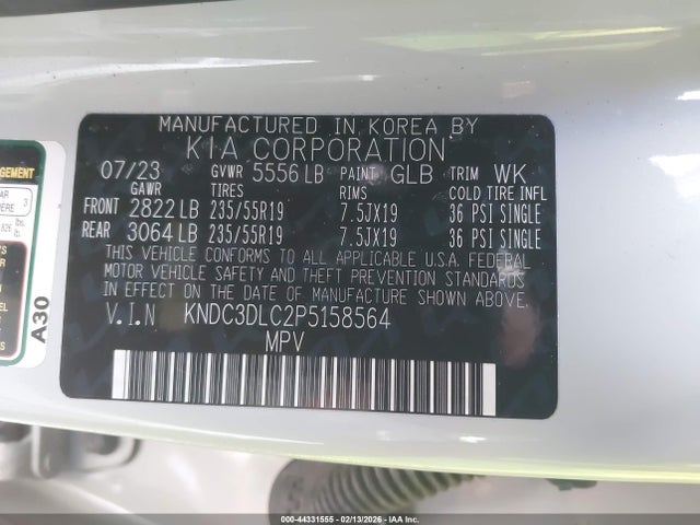 Aukcja sprzedaży 2023 Kia Ev6 Wind, vin: KNDC3DLC2P5158564, numer aukcji: 44331555