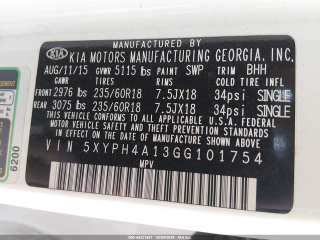 2016 KIA SORENTO 5XYPH4A13GG101754 Photo 8