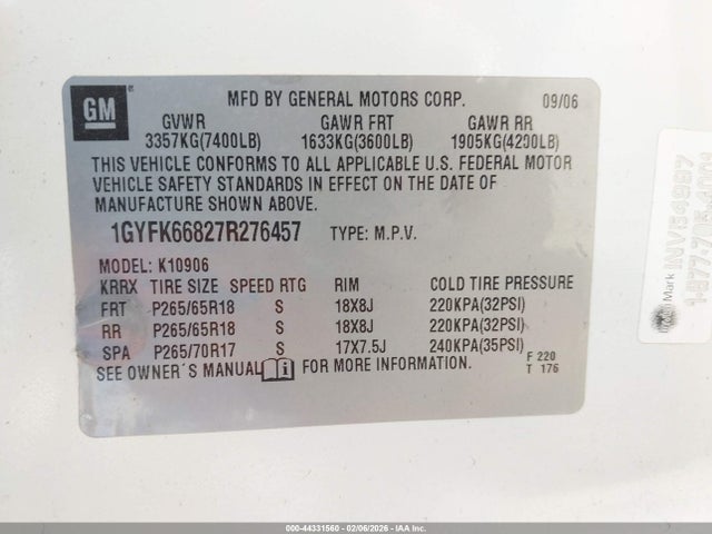 2007 CADILLAC ESCALADE ESV 1GYFK66827R276457 Photo 8