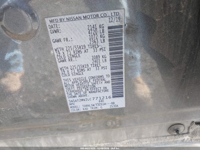 5N1AT2MV2LC771216 Nissan Rogue Sl Intelligent Awd