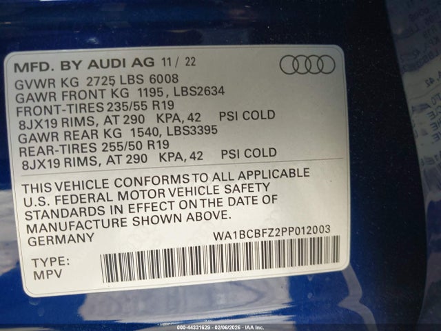 2023 AUDI Q4 E-TRON WA1BCBFZ2PP012003 Photo 8