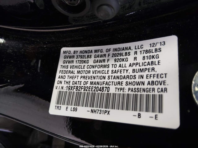 Honda Civic Ex-l 2014 19XFB2F92EE204870 Image 9