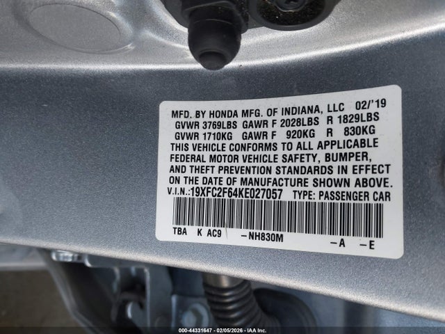 Honda Civic Lx 2019 19XFC2F64KE027057 Image 9